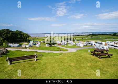 16.07.21 Silverdale, Lancashire, Gibilterra campeggio fattoria e caravan sito vicino silverdale in Lancashire Foto Stock