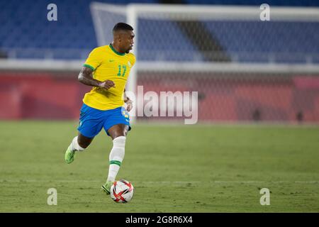 Stadio Yokohama, Yokohama, Giappone. 22 luglio 2021. Tokyo 2020 Giochi Olimpici Calcio Brasile contro Germania; Malcom del Brasile Credit: Action Plus Sport/Alamy Live News Foto Stock