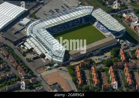 Vista aerea dello stadio del football St Andrews, sede del Birmingham City Football Club Foto Stock