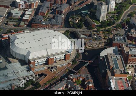 Vista aerea del National Indoor Arena di Birmingham in Inghilterra Foto Stock