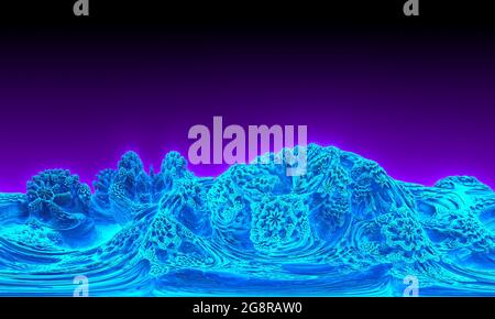 Sfondo frattale di montagne coralline. Fantasy Alien Landscape - rendering 3D. Foto Stock