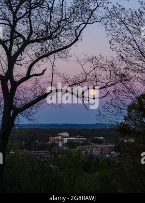 Moonrise sulla città Foto Stock