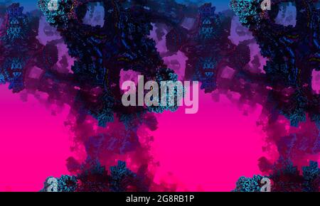 Sfondo frattale di montagne coralline. Fantasy Alien Landscape - rendering 3D. Foto Stock