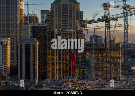 Costruzione di alti edifici nel centro di Atlanta, Georgia Foto Stock