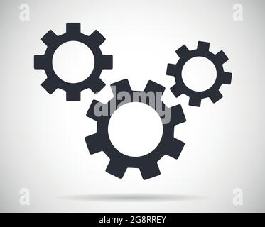 Simbolo di tre marce per la manutenzione o icona del vettore del meccanismo Illustrazione Vettoriale