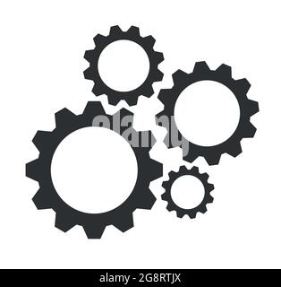 Simbolo degli ingranaggi di manutenzione 4 ingranaggi del meccanismo icona a forma di vettore Illustrazione Vettoriale