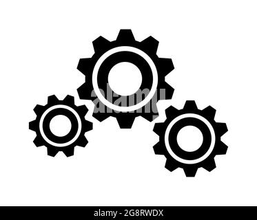 Simbolo degli ingranaggi per la manutenzione della riparazione o icona di illustrazione del meccanismo vettoriale Illustrazione Vettoriale