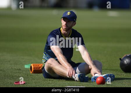 BECKENHAM, REGNO UNITO. 22 LUGLIO Graham Clark di Durham visto durante la partita della Royal London One Day Cup tra Kent e Durham al County Ground, Beckenham giovedì 22 luglio 2021. (Credit: Will Matthews | MI News ) Credit: MI News & Sport /Alamy Live News Foto Stock