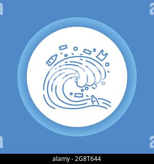 Icona glifo colore inquinamento oceano. Problemi ecologici. Elemento vettoriale isolato. Pittogramma per pagina web, app mobile, promo. Illustrazione Vettoriale