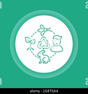 Icona della linea glifo del colore della catena alimentare. Modello di alimentazione della natura. Elemento vettoriale isolato. Pittogramma per pagina web, app mobile, promo Illustrazione Vettoriale