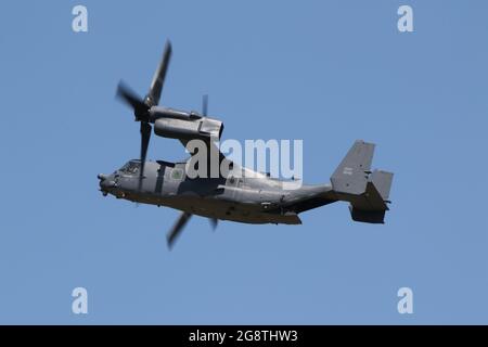 08-0049, un Boeing CV-22B gestito dalla United States Air Force nel ruolo di operazioni speciali, all'aeroporto di Prestwick in Ayrshire, Scozia. Foto Stock