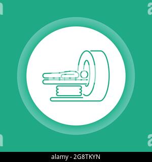 Icona del pulsante a colori del dispositivo di scansione della macchina RM nell'ospedale. Assistenza sanitaria. Illustrazione Vettoriale
