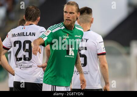 Dublino, Irlanda. 22 luglio 2021. Brent Lepistu di Levadia durante il secondo turno di qualificazione della UEFA Europa Conference League, 1° incontro tra Dundalk FC e FC Levadia Tallinn allo stadio Tallaght di Dublino, Irlanda, il 22 luglio 2021 (Foto di Andrew SURMA/SIPA USA). Credit: Sipa USA/Alamy Live News Foto Stock