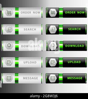 Progettazione di pulsanti web moderni e dettagliati Illustrazione Vettoriale