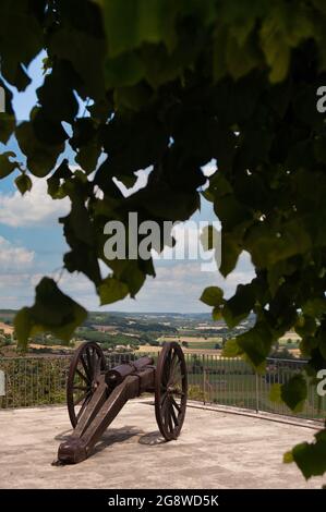 Canon, le jardin des pèlerins, Lauzerte, Tarn-et-Garrone, Francia Foto Stock