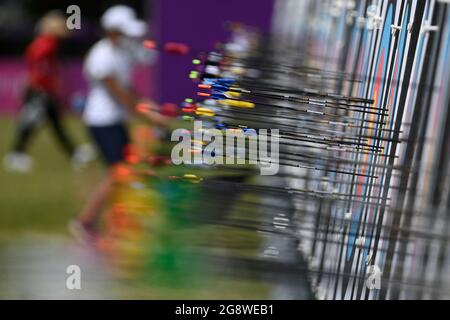 Qualificazione del tiro con l'arco femminile durante le Olimpiadi estive del 2020, il 23 luglio 2021, a Tokyo, Giappone. (CTK Photo/Ondrej Deml) Foto Stock