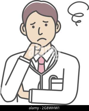 Giovane medico di sesso maschile gesto illustrazione variazione | pensare, preoccupato, difficoltà Illustrazione Vettoriale