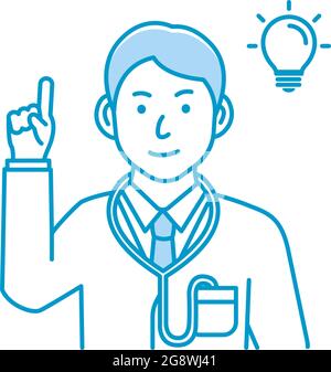Giovane medico maschile gesto variazione illustrazione | ispirazione, idea, soluzione Illustrazione Vettoriale