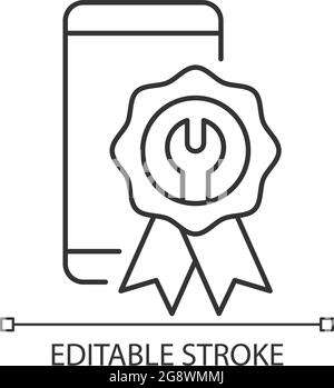 Icona lineare riparazioni certificate Illustrazione Vettoriale