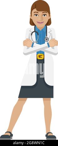 Giovane donna Medico mascotte cartoon Illustrazione Vettoriale