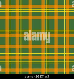 Motivo senza cuciture con motivo scozzese lumberjack ornamento. Caldo giallo arancio beige marrone gingham stampa di bufalo. Per decorazione in carta da imballaggio con disegno del Ringraziamento. Astratto sfondo geometrico tradizionale Foto Stock