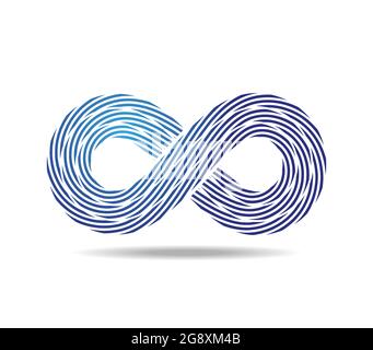 Anello Mobius fatto di tre corde blu. simbolo infinito fatto di fili. Numero otto Illustrazione Vettoriale