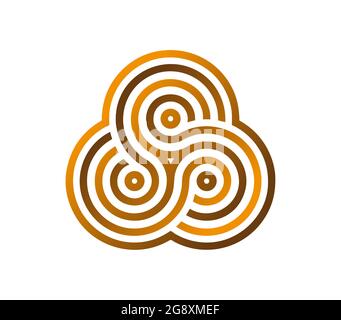 Giro Mobius colorato composto da tre archi. Labirinto costituito da tre cerchi concentrici con molte linee. Un labirinto fatto di loop infinito Illustrazione Vettoriale