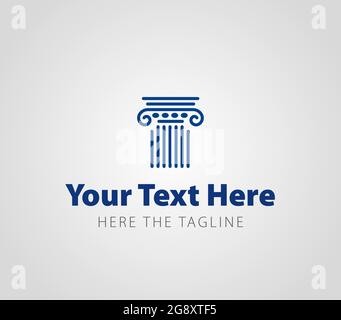 Testa di un'antica colonna. Disegno lineare. Logo Ready Illustrazione Vettoriale