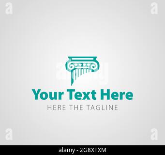 Testa di un'antica colonna. Disegno lineare. Logo Ready Illustrazione Vettoriale