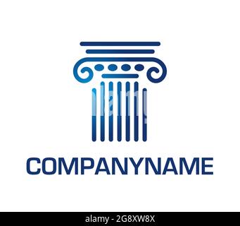 Testa di un'antica colonna. Disegno lineare. Logo Ready Illustrazione Vettoriale