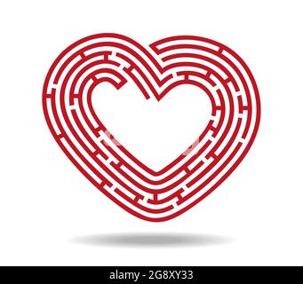Cuore rosso a forma di labirinto Illustrazione Vettoriale