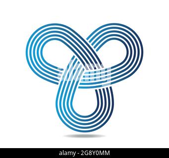Mobius loop con tre elementi costituiti da personale. Cinque linee blu Illustrazione Vettoriale