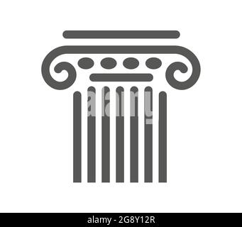 Testa di un'antica colonna. Disegno lineare Illustrazione Vettoriale