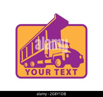Autocarro ribaltabile per veicoli da costruzione. Trasporto in cantiere Illustrazione Vettoriale
