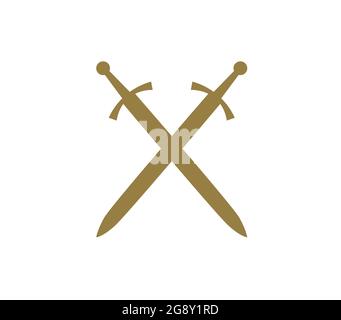 Due spade dorate incrociate. Arma antica Illustrazione Vettoriale