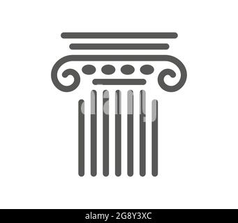Testa di un'antica colonna. Disegno lineare Illustrazione Vettoriale