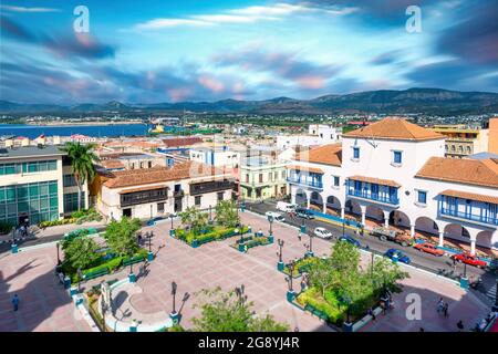 Piazza Cespedes, Santiago de Cuba, Cuba Foto Stock