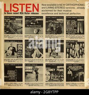 Ascoltate questi ultimi RCA Victor: Vintage Vinyl Record Cover01 Foto Stock