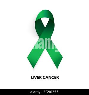 Nastro smeraldo. Segno di cancro al fegato. Illustrazione vettoriale EPS10 Illustrazione Vettoriale