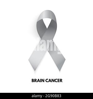 Nastro grigio. Segno di cancro al cervello. Illustrazione vettoriale EPS10 Illustrazione Vettoriale