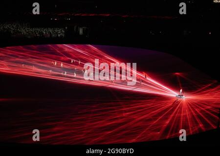Tokyo, Giappone. 25 marzo 2021. Durante la cerimonia di apertura delle Olimpiadi di Tokyo presso lo Stadio Olimpico di venerdì 23 luglio 2021 a Tokyo. (Credit Image: © Paul Kitagaki Jr./ZUMA Press Wire) Foto Stock