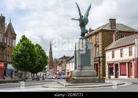 War Memorial, High Street, Lockerbie, Dumfries e Galloway, Scozia, Regno Unito Foto Stock