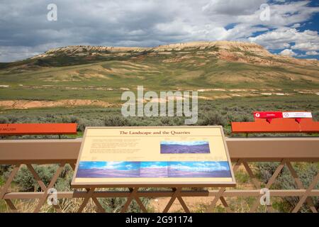 Tavola interpretativa, Fossil Butte National Monument, Wyoming Foto Stock