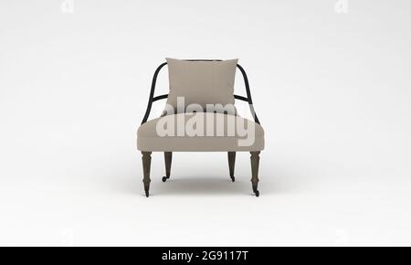 Rendering 3D di una sedia in legno retrò isolata su sfondo bianco Foto Stock
