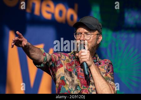 Samuli Putro in scena al concerto all'aperto CoolHead Brew Viikki a Helsinki, Finlandia Foto Stock