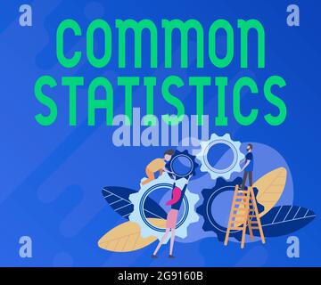 Didascalia di testo che presenta statistiche comuni. Internet Concept utilizzato per calcolare i valori relativi ai concetti statistici astratto che aiuta a costruire la Comunità Foto Stock