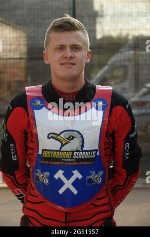 Manchester, Regno Unito. 23 luglio 2021. Joe Alcock - Eastbourne Seagulls durante la partita della National Development League tra Belle Vue Colts e Eastbourne Seagulls al National Speedway Stadium di Manchester venerdì 23 luglio 2021. (Credit: Ian Charles | MI News) Credit: MI News & Sport /Alamy Live News Foto Stock