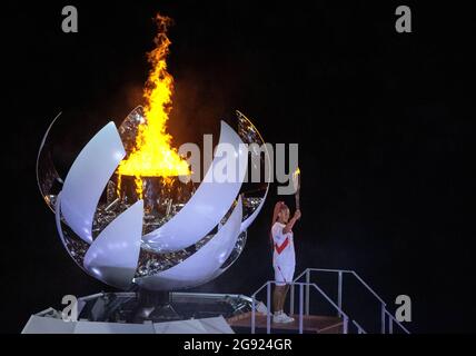 Tokyo, Giappone. 25 marzo 2021. Durante la cerimonia di apertura delle Olimpiadi di Tokyo presso lo Stadio Olimpico di venerdì 23 luglio 2021 a Tokyo. (Credit Image: © Paul Kitagaki Jr./ZUMA Press Wire) Foto Stock