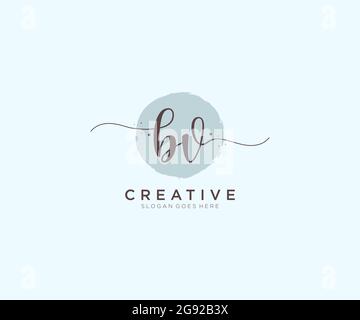 BV monogramma di bellezza del logo Femminile ed elegante disegno del logo, marchio di scrittura della firma iniziale, cerimonia nuziale, moda, floreale e botanico con creativo Illustrazione Vettoriale