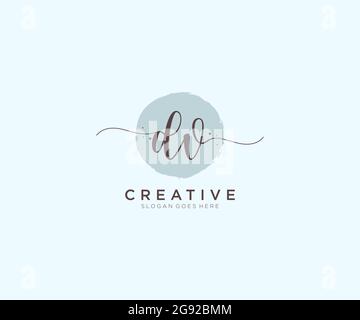 Monogramma di bellezza con logo DV Femminile ed elegante design con logo, logo scritto a mano della firma iniziale, matrimonio, moda, floreale e botanico con creatività Illustrazione Vettoriale